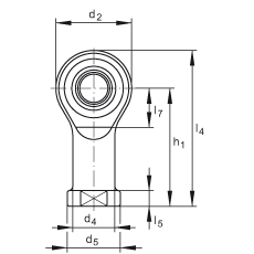 桿端軸承 GIKSL5-PS, 根據(jù) DIN ISO 12 240-4 標(biāo)準(zhǔn)，特種鋼材料，帶左旋內(nèi)螺紋，免維護(hù)