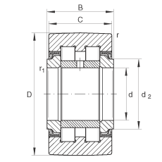 支撐型滾輪 PWTR40-2RS, 滿裝滾子，軸向引導(dǎo)，兩側(cè)唇密封