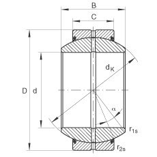 關(guān)節(jié)軸承 GE80-FO-2RS, 根據(jù) DIN ISO 12 240-1 標準, 需維護，兩側(cè)唇密封
