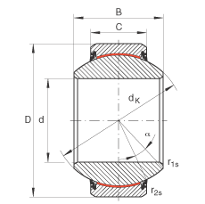 關(guān)節(jié)軸承 GE80-FW-2RS, 根據(jù) DIN ISO 12 240-1 標(biāo)準(zhǔn), 免維護(hù)，兩側(cè)唇密封