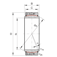 大的關節(jié)軸承 GE340-DW-2RS2, 根據(jù) DIN ISO 12 240-1 標準, 免維護，兩側密封