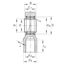 液壓桿端軸承 GIHNRK90-LO, 根據(jù) DIN ISO 12 240-4 標(biāo)準(zhǔn)，帶右旋螺紋夾緊裝置，需維護(hù)