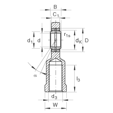 桿端軸承 GIR80-DO-2RS, 根據(jù) DIN ISO 12 240-4 標(biāo)準(zhǔn)，帶右旋內(nèi)螺紋，需維護(hù)，兩側(cè)唇密封