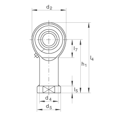 桿端軸承 GIKL16-PB, 根據(jù) DIN ISO 12 240-4 標(biāo)準(zhǔn)，帶左旋內(nèi)螺紋，需維護(hù)