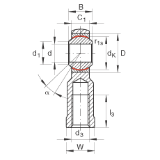 桿端軸承 GIKR18-PW, 根據(jù) DIN ISO 12 240-4 標準，帶右旋內(nèi)螺紋，需維護