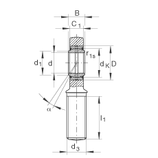 桿端軸承 GAR30-DO, 根據(jù) DIN ISO 12 240-4 標(biāo)準(zhǔn)，帶右旋外螺紋，需維護(hù)