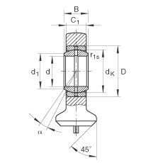 液壓桿端軸承 GK17-DO, 根據(jù) DIN ISO 12 240 標(biāo)準(zhǔn)，帶焊接面，需維護(hù)