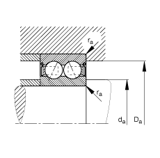 角接觸球軸承 3810-B-2Z-TVH, 雙列，雙側(cè)間隙密封，接觸角 α = 25°