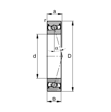 主軸軸承 HCS7016-C-T-P4S, 調(diào)節(jié)，成對安裝，接觸角 α = 15°，兩側(cè)唇密封，非接觸，限制公差