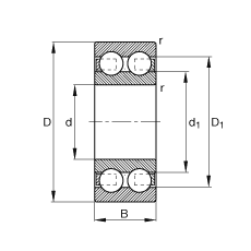 深溝球軸承 4303-B-TVH, 根據(jù) DIN 625-3 標(biāo)準(zhǔn)的主要尺寸，雙列
