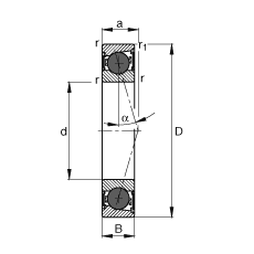 主軸軸承 HCB71911-C-2RSD-T-P4S, 調(diào)節(jié)，成對或單元安裝，接觸角 α = 15°，陶瓷球，兩側(cè)唇密封，非接觸，限制公差