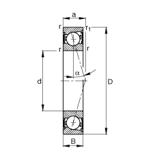 主軸軸承 B7206-C-2RSD-T-P4S, 調(diào)節(jié)，成對安裝，接觸角 α = 15°，兩側(cè)唇密封，非接觸，加嚴(yán)公差